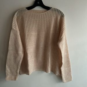 Pointelle Crochet long sleeve sweater -drop shoulder
